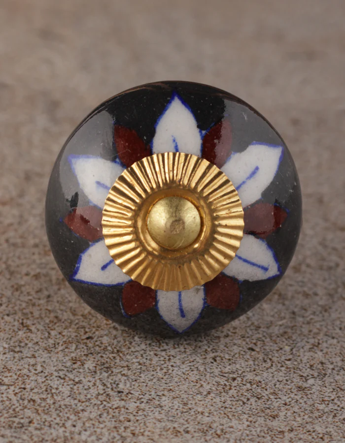 Antique Brown Base Flower Design Cabinet Knob - Image 3