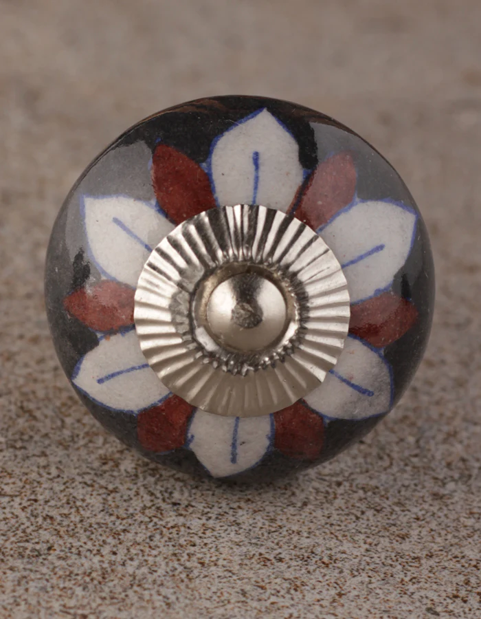 Antique Brown Base Flower Design Cabinet Knob - Image 4