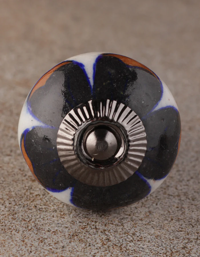 Black Beaded Antique Floral Kitchen Cabinet Knob - Image 3