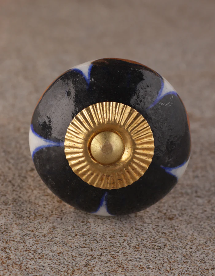 Black Beaded Antique Floral Kitchen Cabinet Knob - Image 4