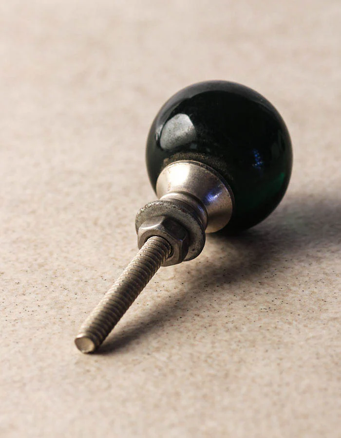 Dark Green Glass Round Shaped Dresser Cabinet Knob - Image 3