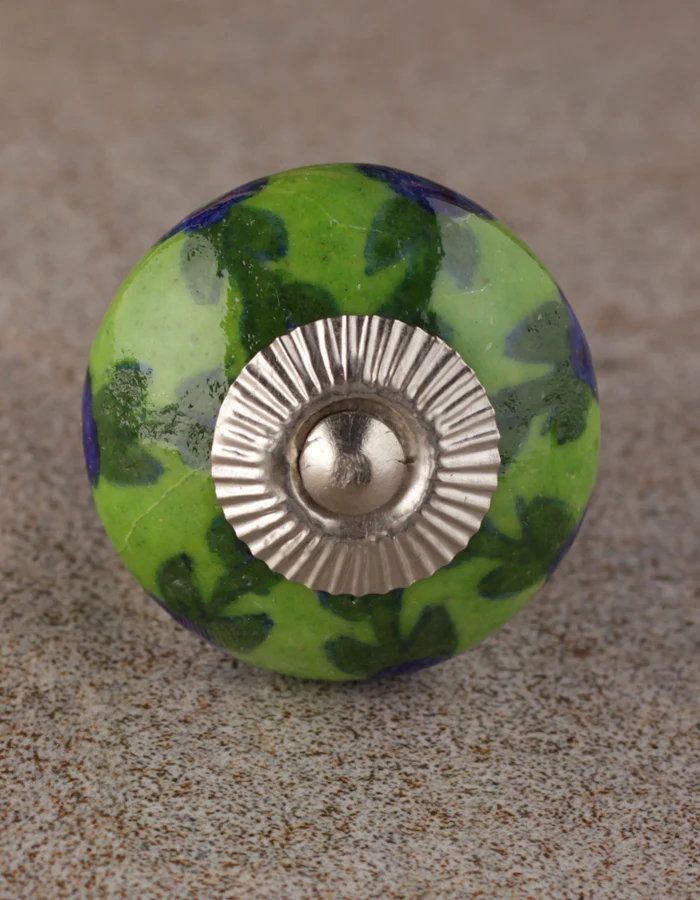 Blue Flower and Green Leaf with Lime Green Base Knob - Image 3