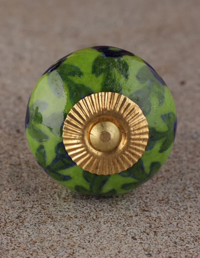 Blue Flower and Green Leaf with Lime Green Base Knob - Image 4