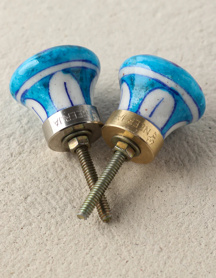 Blue Handmade Dresser Cabinet Knob With Turquoise Flower - Image 4