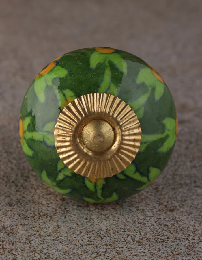 Drawer Beaded Knobs with Green Color Floral Print - Image 3
