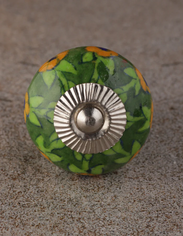 Drawer Beaded Knobs with Green Color Floral Print - Image 4