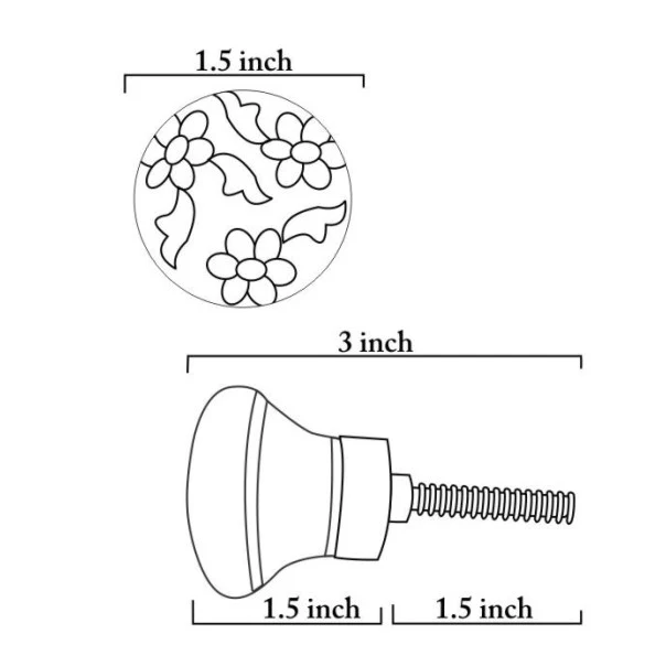 Elegant Green Ceramic Blue Pottery Door Knob With Turquoise Flower - Image 5