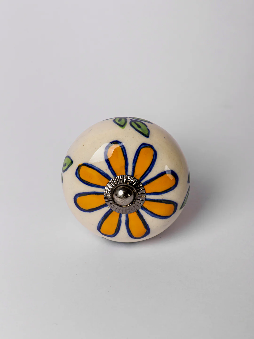 Elegant White Dresser Cabinet Knob With Floral Print - Image 3