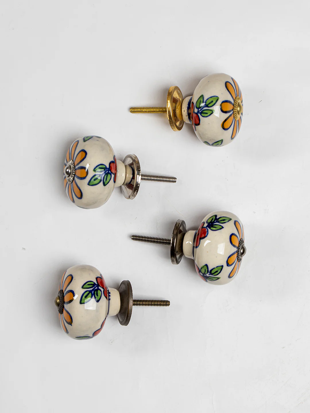 Elegant White Dresser Cabinet Knob With Floral Print - Image 6