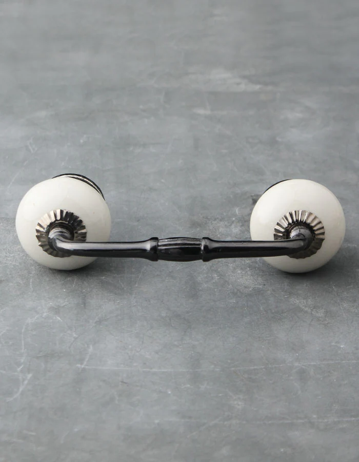 Elegant White Handpainted Ceramic Drawer Cabinet Pull - Image 3