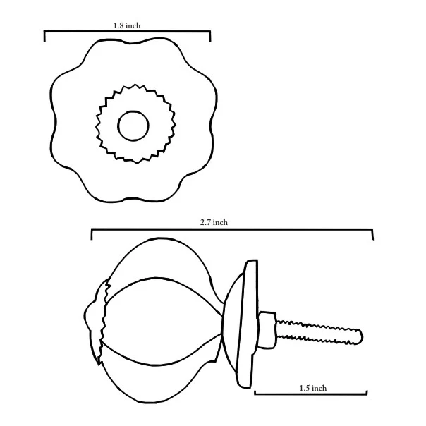 Flower Shaped White Ceramic Knob With Maroon Design - Image 6