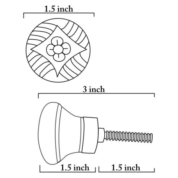 Handmade Blue Stripes On White Ceramic Dresser Cabinet Knob - Image 5
