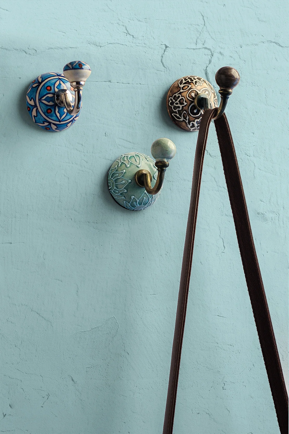 Handmade Multicolor Ceramic Round Wall Hook - Image 3