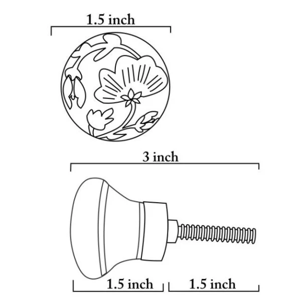 Handmade Paisley Flower On Black Ceramic Blue Pottery Drawer Knob - Image 5