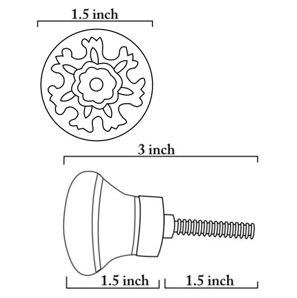 Handmade White And Blue Flower On Yellow Base Dresser Cabinet Knob - Image 5