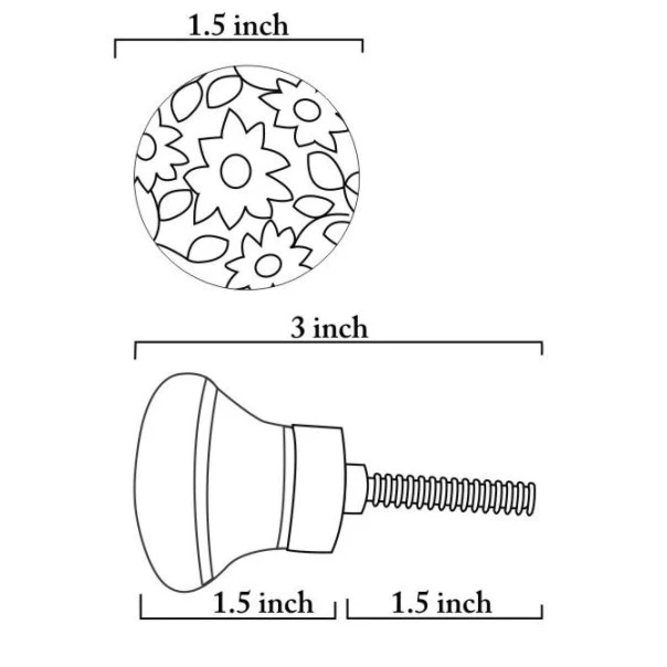 Handmade White Dresser Cabinet Knob With Blue Flowers And Turquoise Leaves - Image 5