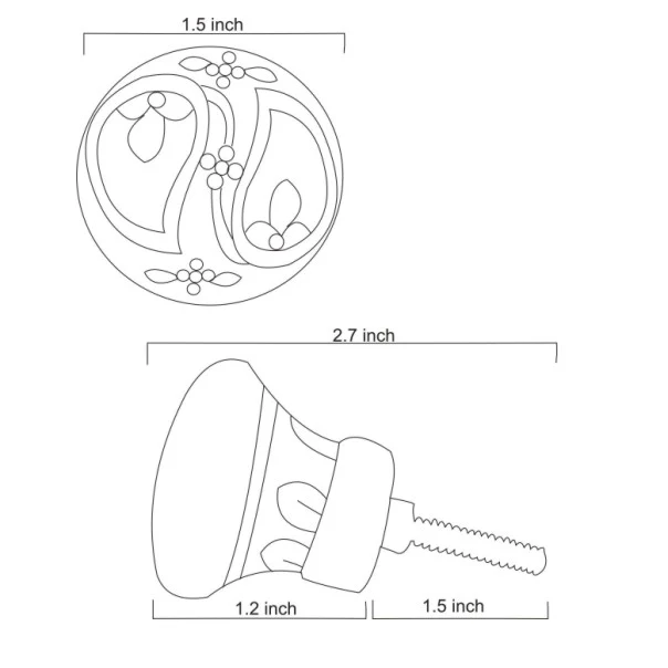 Handmade Yellow Ceramic Door Knob With Blue And White Design - Image 5