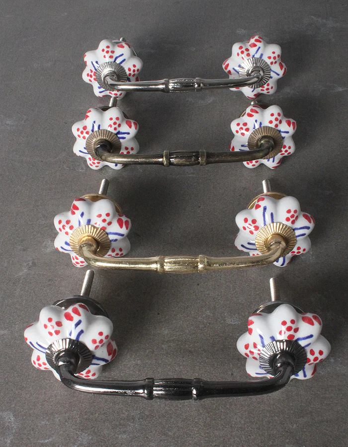 Multicolor White Base Handpainted Ceramic Drawer Cabinet Pull - Image 5