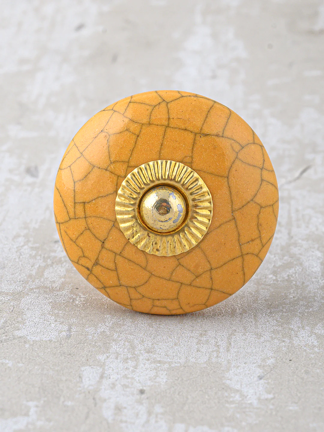 Mustard Cracked Ceramic Kitchen Cabinet Knob - Image 4