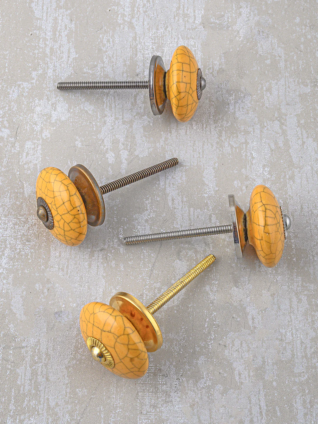Mustard Cracked Ceramic Kitchen Cabinet Knob - Image 6