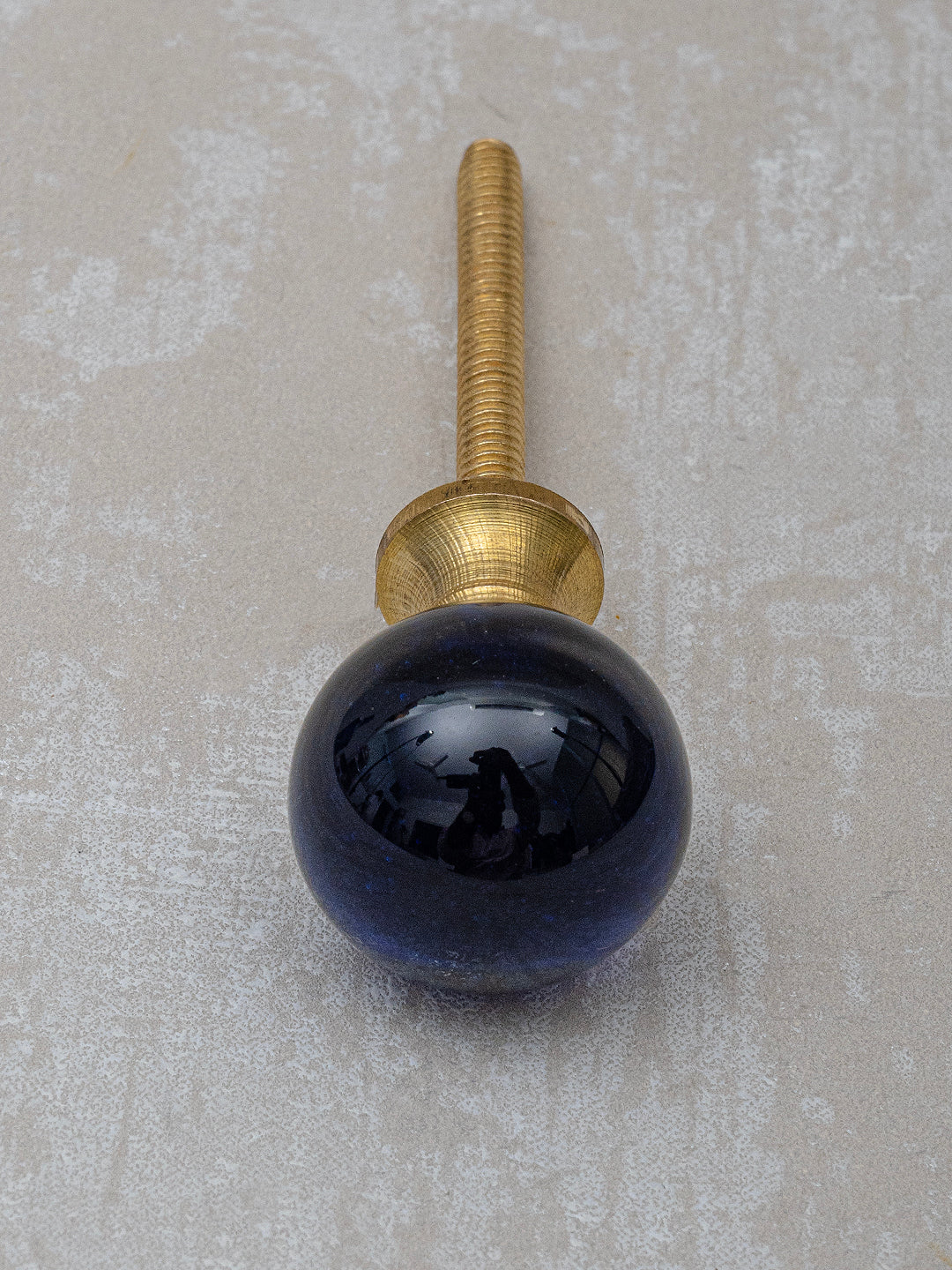 Navy Blue Round Shaped Glass Door Knob - Image 3