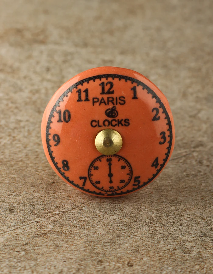 Round Clock Sandy Orange Ceramic Cabinet Knob - Image 3