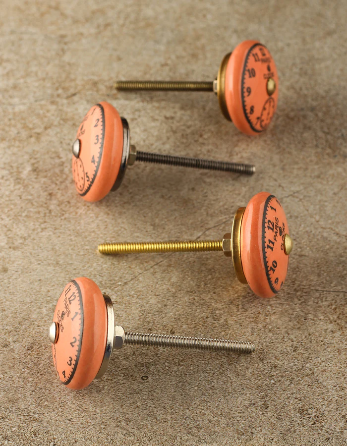 Round Clock Sandy Orange Ceramic Cabinet Knob - Image 5