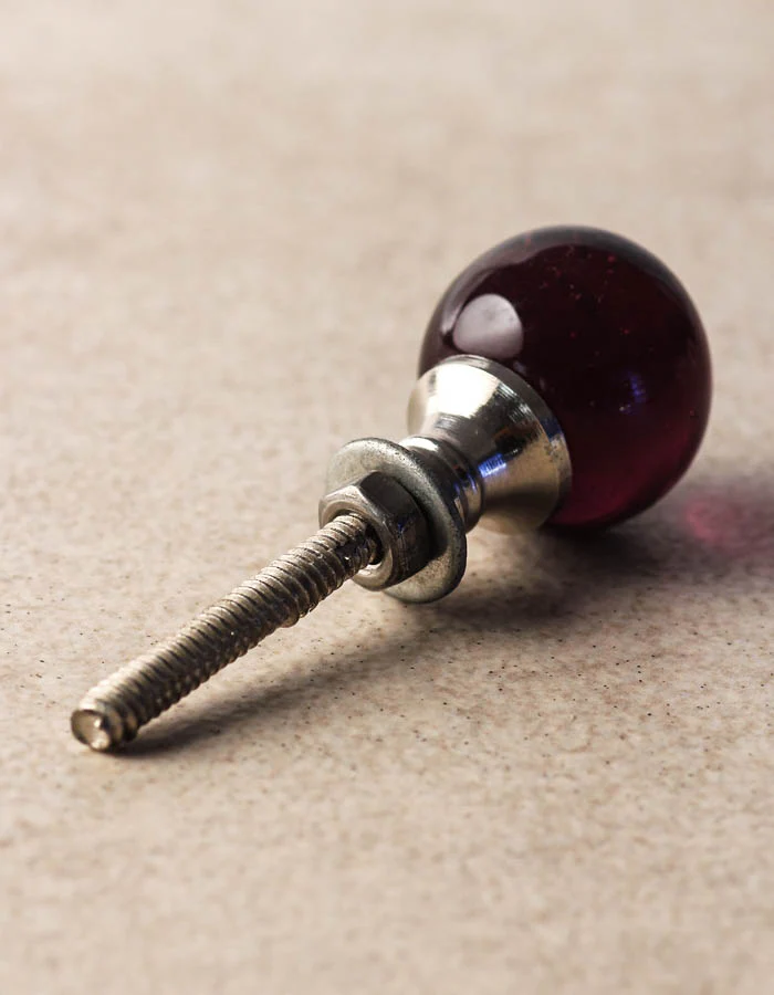 Ruby Red Glass Round Shaped Dresser Cabinet Knob - Image 3