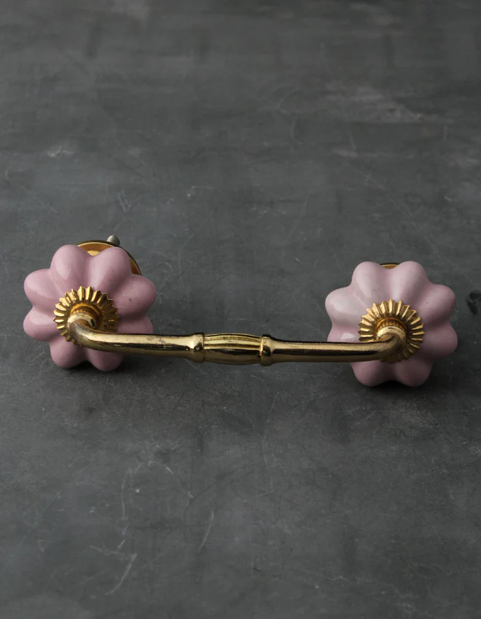 Solid Pink Flower Shape Ceramic Cabinet Pull - Image 3