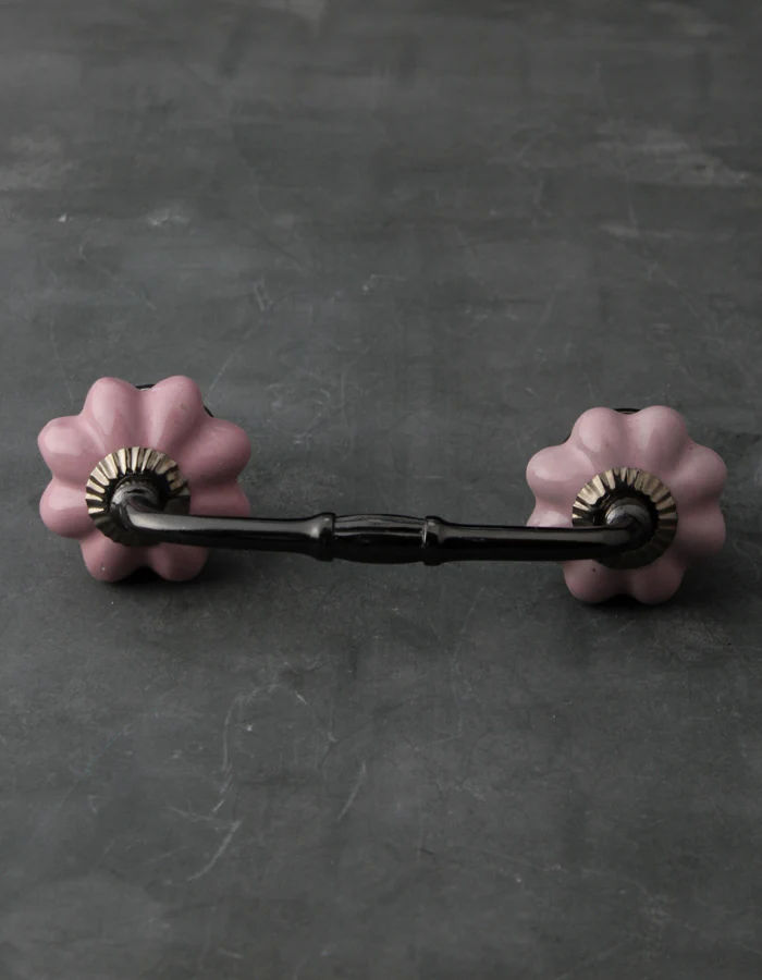 Solid Pink Flower Shape Ceramic Cabinet Pull - Image 4