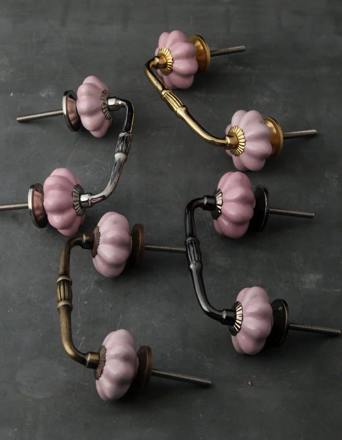 Solid Pink Flower Shape Ceramic Cabinet Pull - Image 6