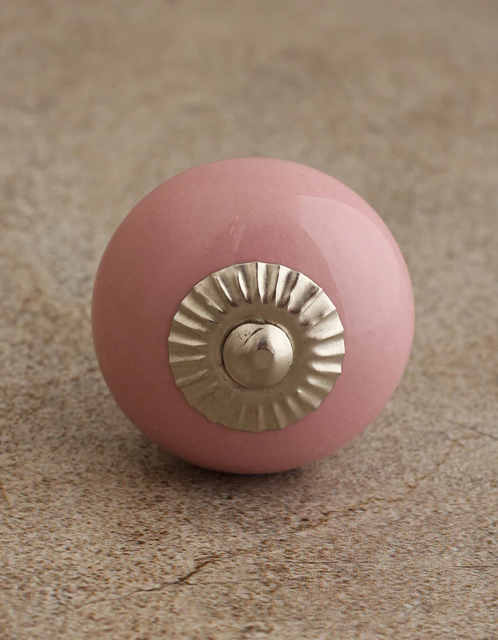 Solid Pink Handmade Ceramic Kitchen Cabinet Knob - Image 3
