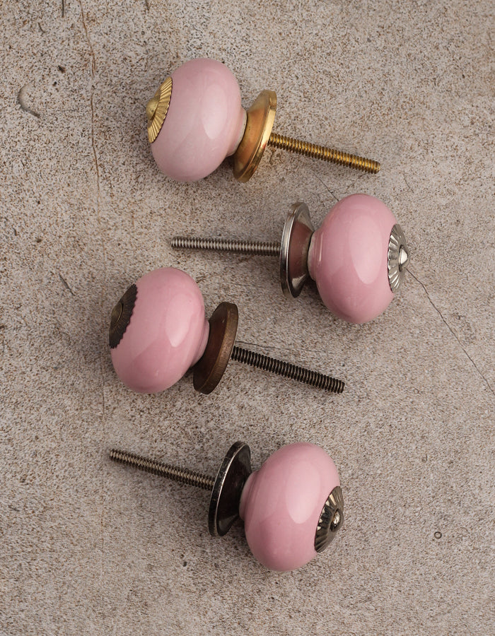 Solid Pink Handmade Ceramic Kitchen Cabinet Knob - Image 5