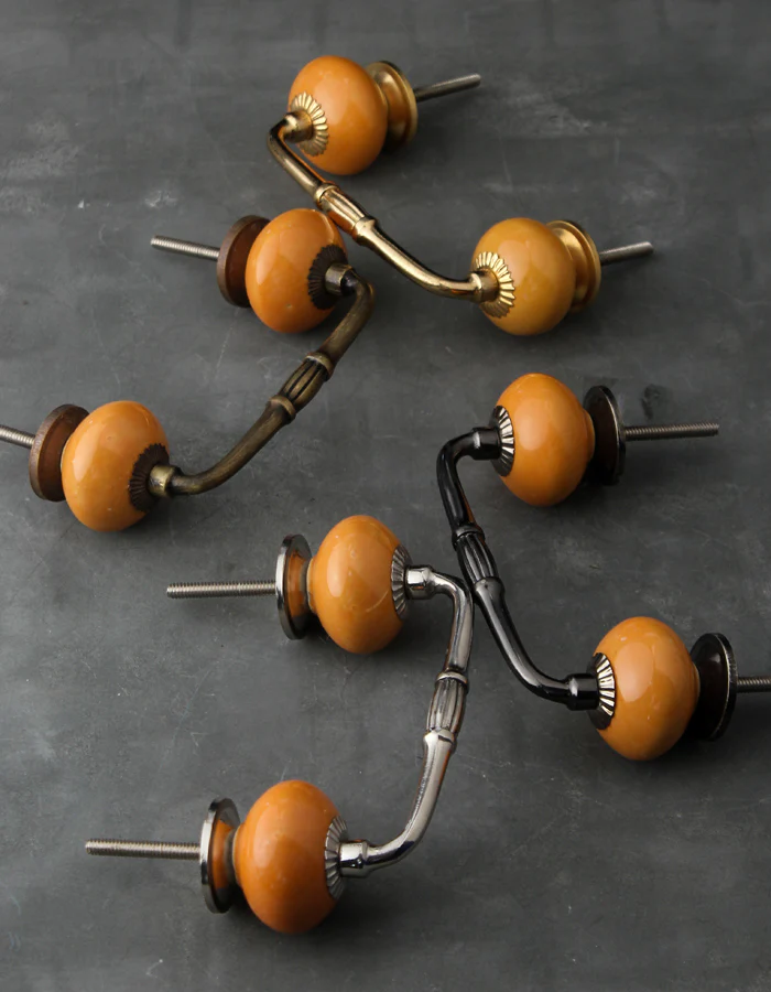 Solid Yellow Ceramic Bathroom Cabinet Pull - Image 6