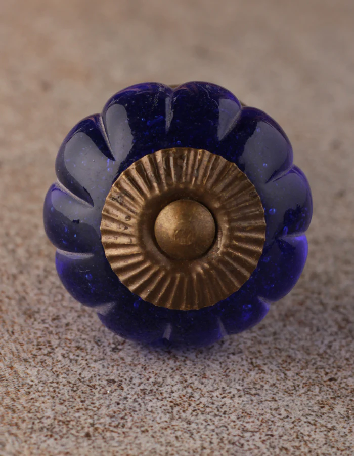 Stylish Blue Flower Shaped Ceramic Dresser Cabinet Knob - Image 3