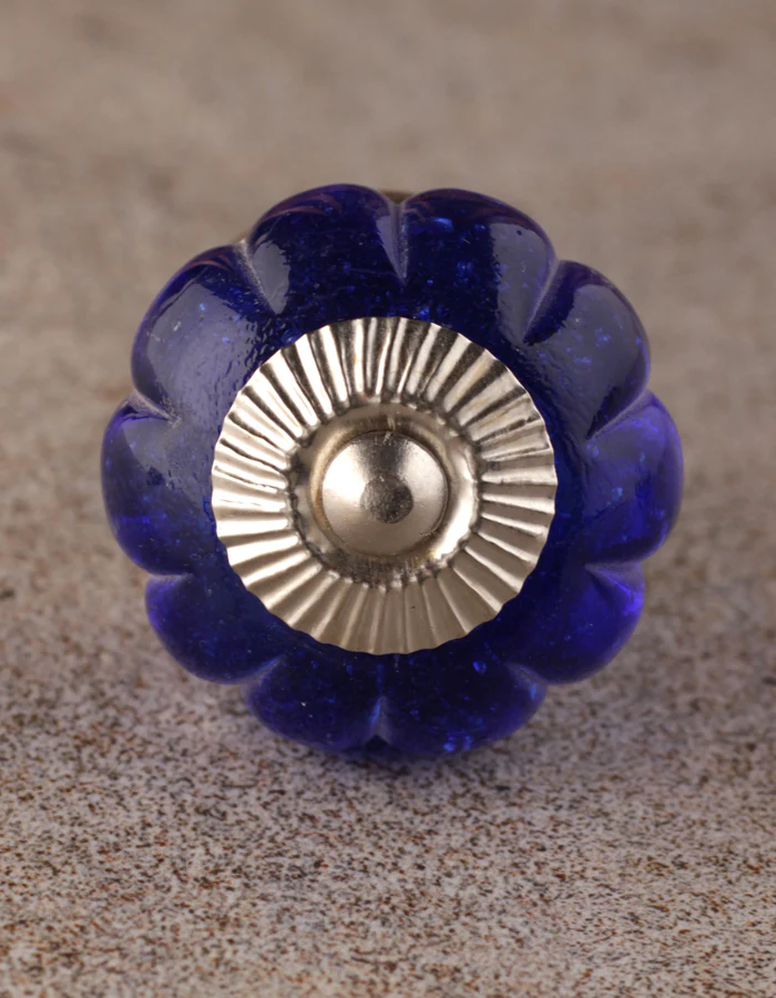 Stylish Blue Flower Shaped Ceramic Dresser Cabinet Knob - Image 4