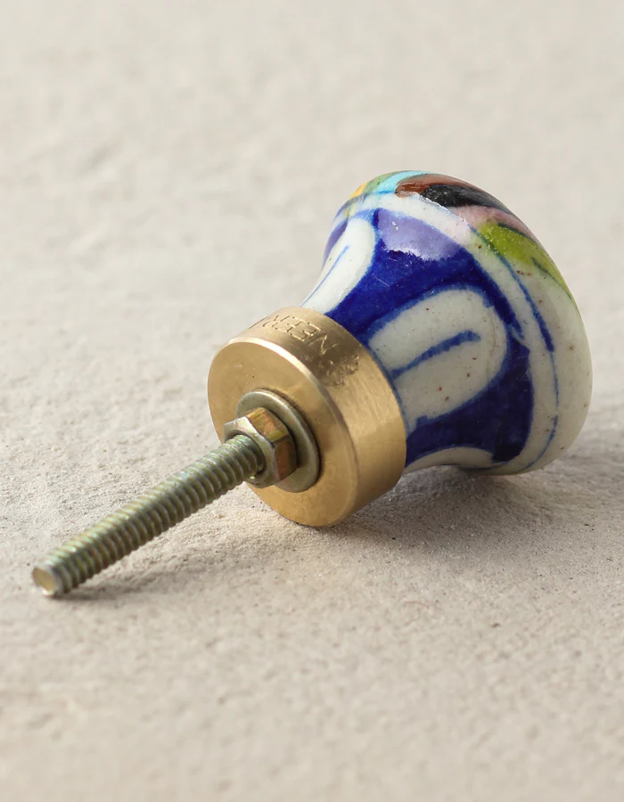 Stylish Multicolor Rainbow With Pink Star Ceramic Blue Pottery Door Knob - Image 3