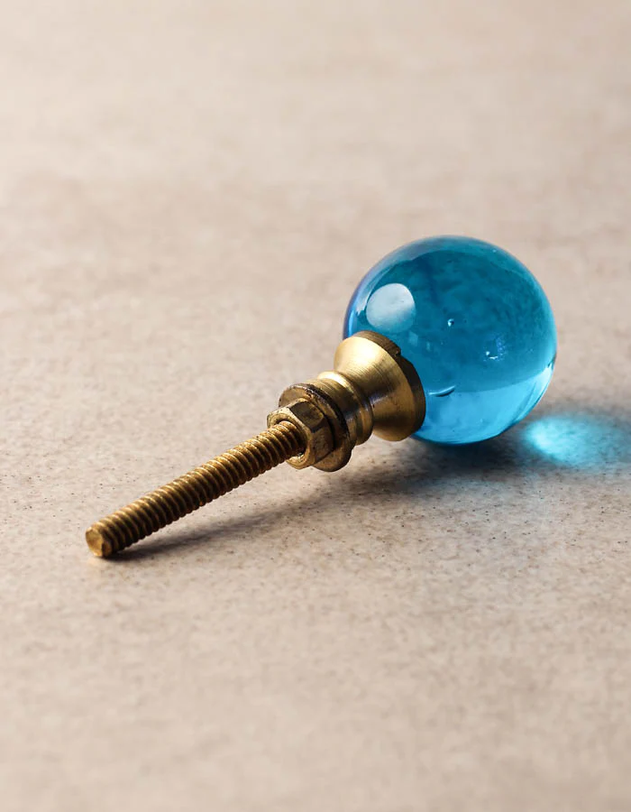 Stylish Turquoise Glass Round Shaped Drawer Cabinet Knob - Image 3
