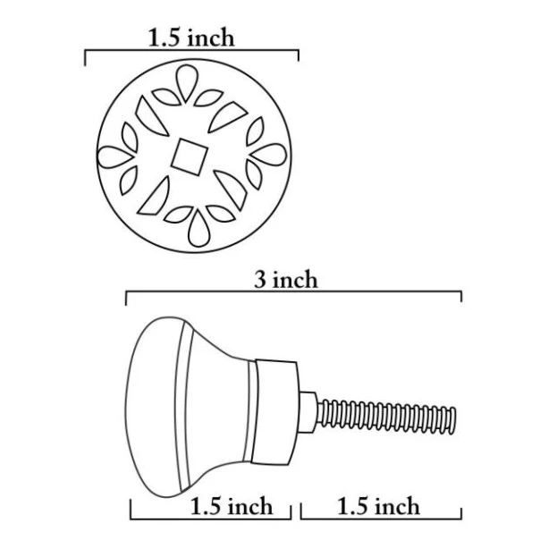 Stylish White Round Ceramic Blue Pottery Drawer Knob With Multicolor Petals - Image 5