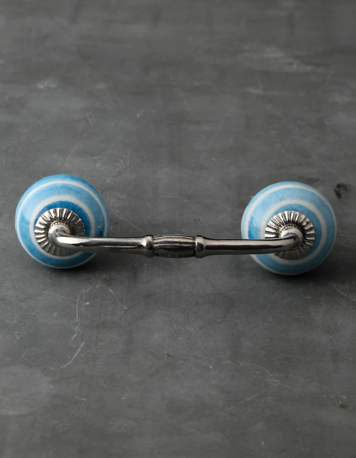 Turquoise And White Spiral Hand Painted Cabinet Pull - Image 4