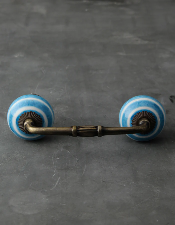 Turquoise And White Spiral Hand Painted Cabinet Pull - Image 5