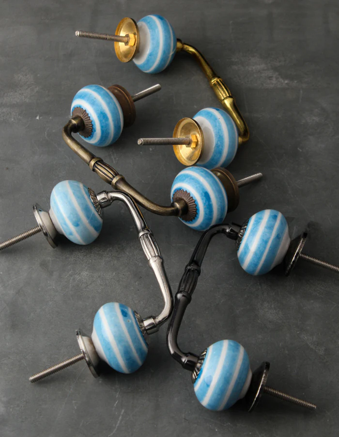 Turquoise And White Spiral Hand Painted Cabinet Pull - Image 6