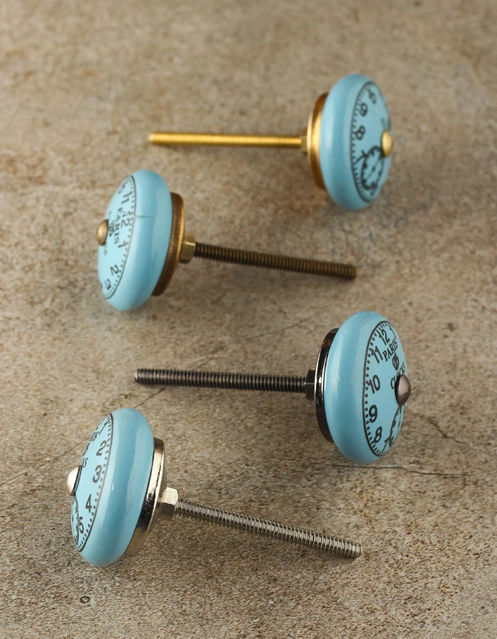 Turquoise Clock Ceramic Knob - Image 3