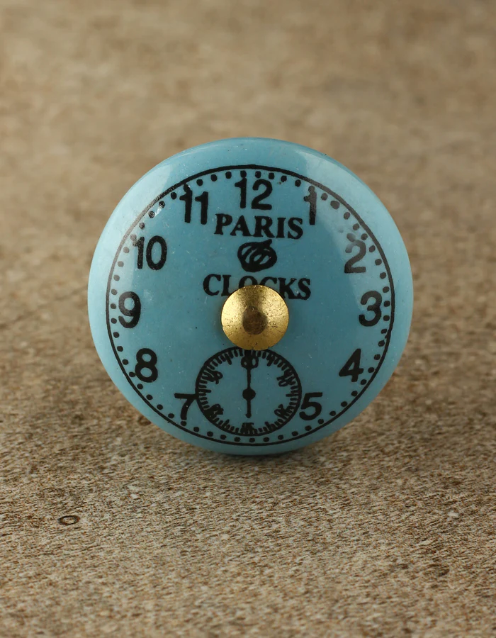 Turquoise Clock Ceramic Knob - Image 4