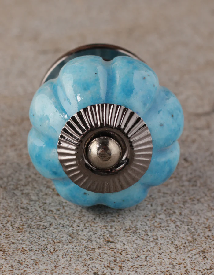 Turquoise Melon Shaped Ceramic Kitchen Cabinet Knob - Image 3