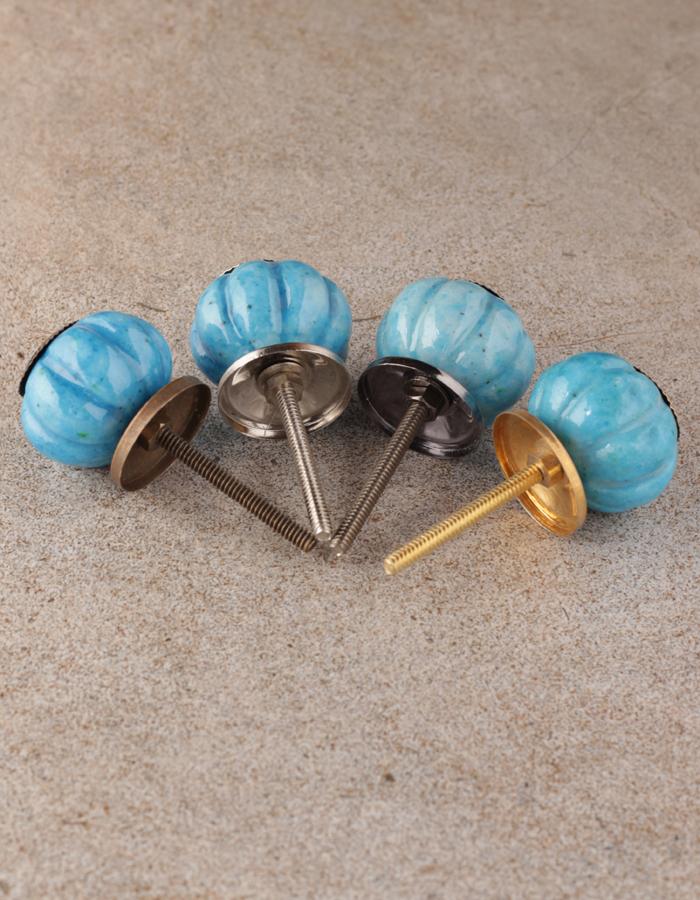 Turquoise Melon Shaped Ceramic Kitchen Cabinet Knob - Image 5