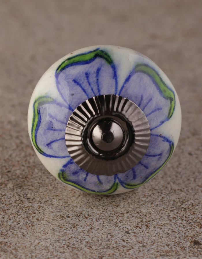 Unique Floral Design Round Beaded Drawer Knob - Image 3