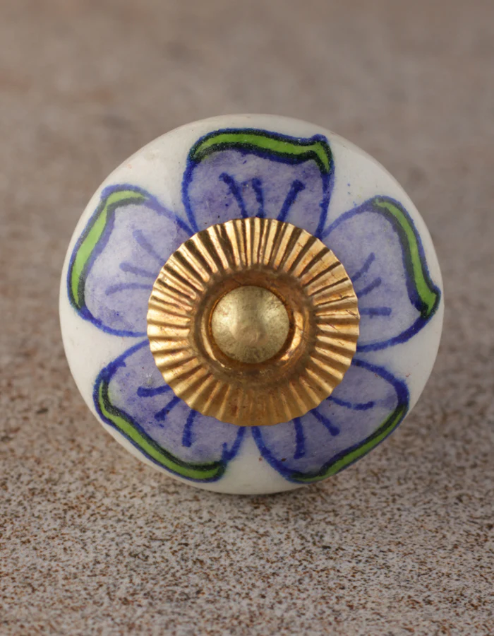 Unique Floral Design Round Beaded Drawer Knob - Image 4
