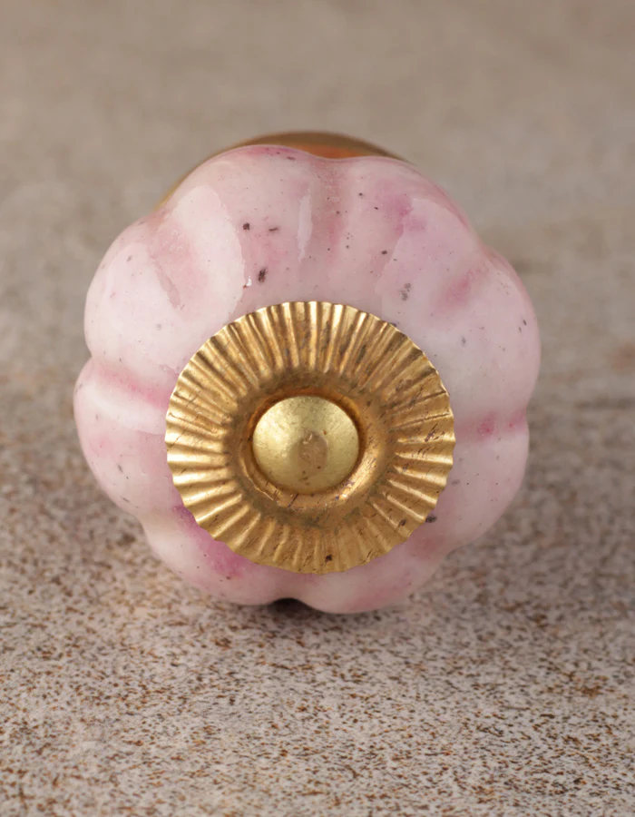 Unique Rustic Pink Ceramic Wardrobe Cabinet Melon Knob - Image 3