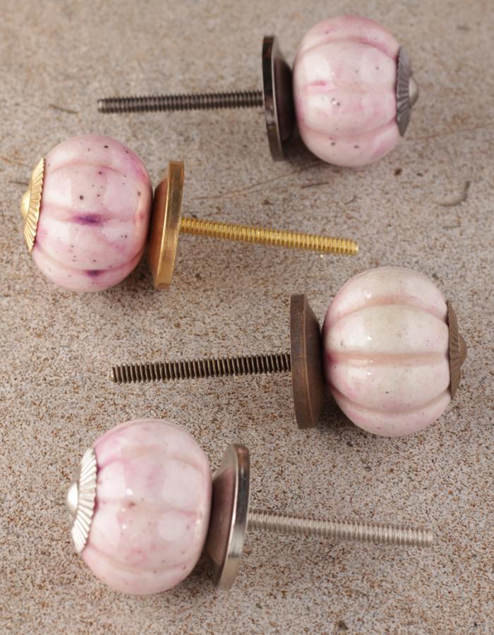Unique Rustic Pink Ceramic Wardrobe Cabinet Melon Knob - Image 5